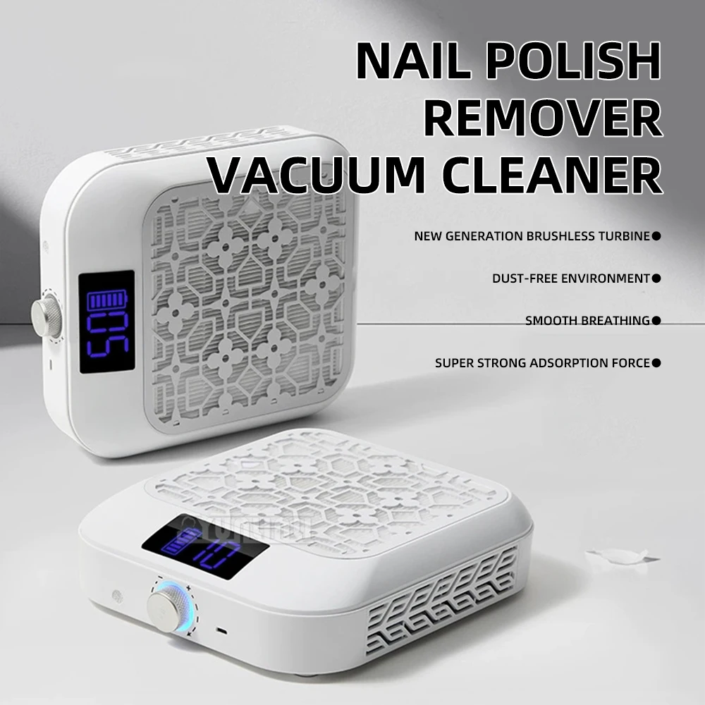 

Dust Cleaner with LED Display Adjustable Speed Reusable Filter Cordless Nail Dust Collector for Acrylic Nails