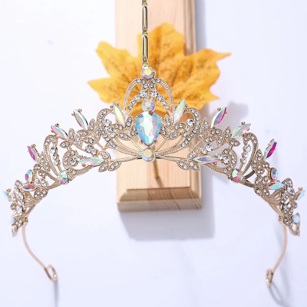 KMVEXO Vintage Black Purple Tiara Crown Crystal Rhinestone Wedding Hair Accessories Queen Princess Crown More Color Head Jewelry