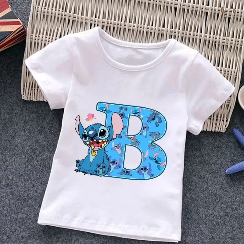 Stitch Kids Clothes T-shirt Disney Short Sleeves Anime Character Modeling Breathable Comfortable Sweat Absorption Blouse Gifts