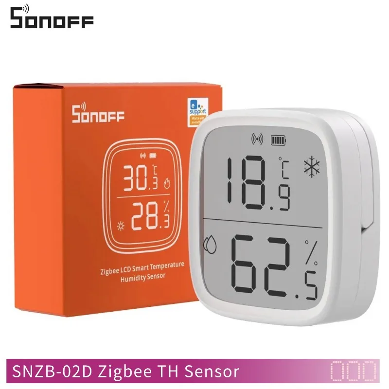 SONOFF SNZB02D Zigbee LCD Air Temperature Humidity Sensor - Digital LED Display Electronic Detector