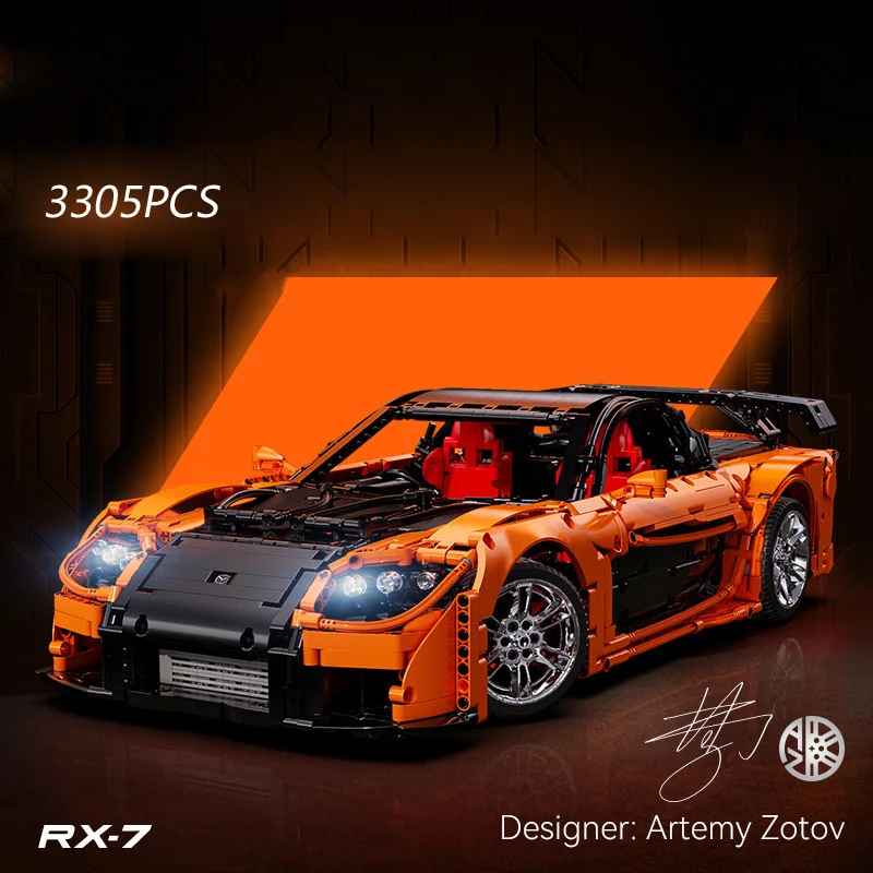 Radio 2.4ghz télécommande japon Super Sport voiture technique échelle 1:8 Mazdas RX7 bloc de Construction Construction brique Rc jouets