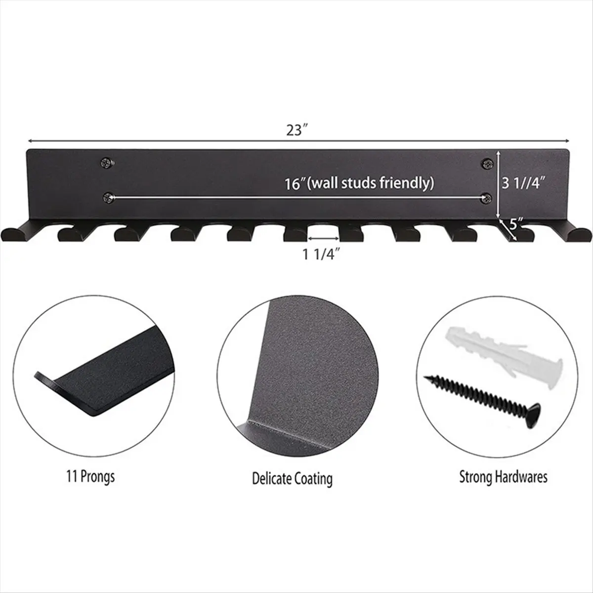 A58Z Multi-Purpose Gym Storage Rack,Hook Heavy-Duty Steel Gym Organizer Wall Mount Hanger for Home and Pro 17 Inches
