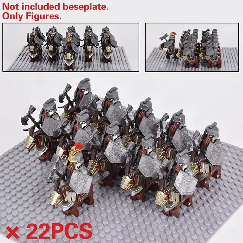 Mini Mittelalter Herr Ringe Mittelalterlichen Zwerg Wildschwein Ziege Wagen Armee Figuren Bausteine Ziegel Kinder Spielzeug Weihnachten Geschenk