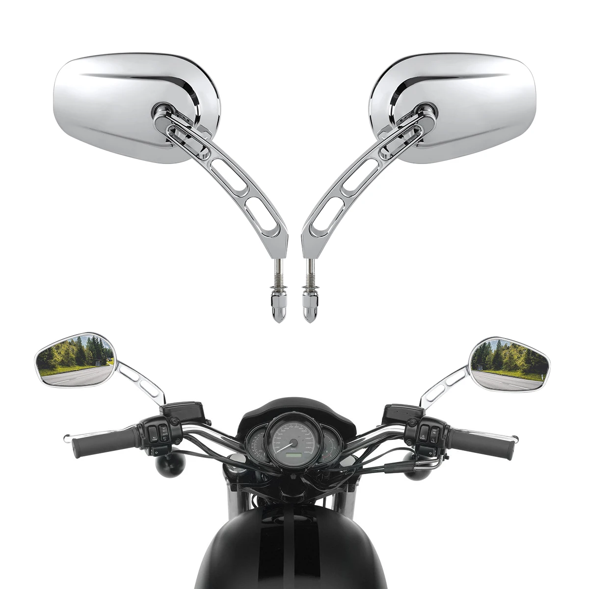 

Motorcycle Mirrors For Harley Touring Road King XL883 Sportster 883 1200 Softail Slim Dyna FXDF Fat Boy