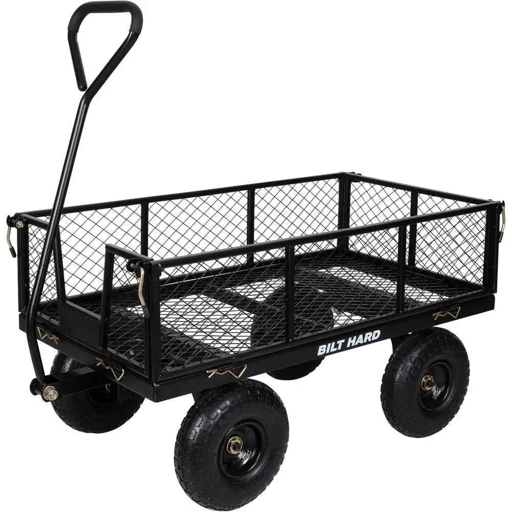 

Heavy Duty 880 Lbs acity Mesh Steel Garden Cart, 4 Cu.t Heavy Duty Garden Cart with 180° Rotating Handle, Removable Sides, All T