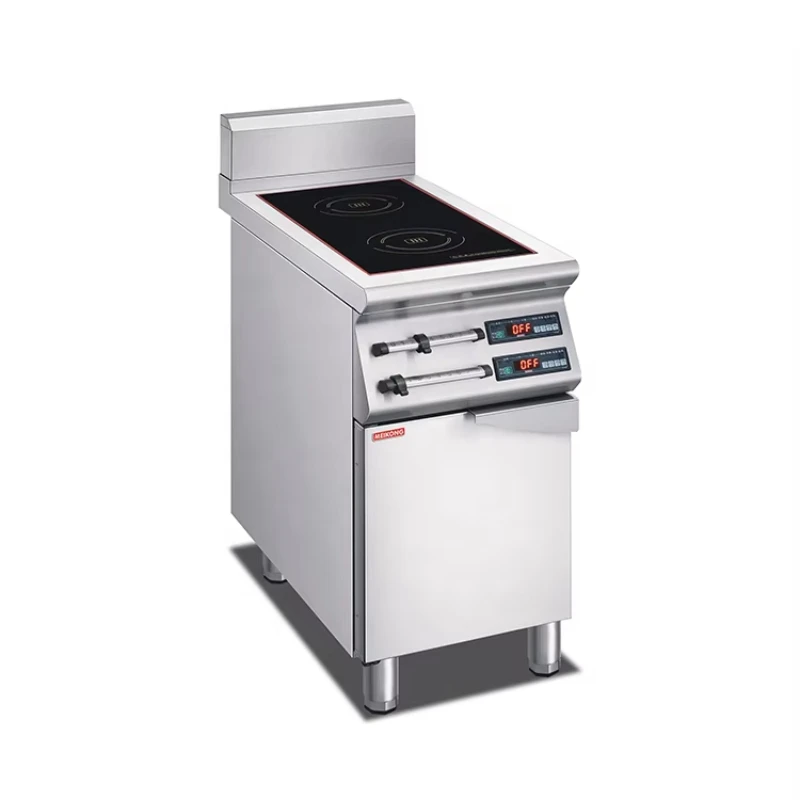 

Commercial Induction Cooktop Free Standing Cooking Range 2 Burners Stainless Steel Induction Stove with Cabinet for Efficient