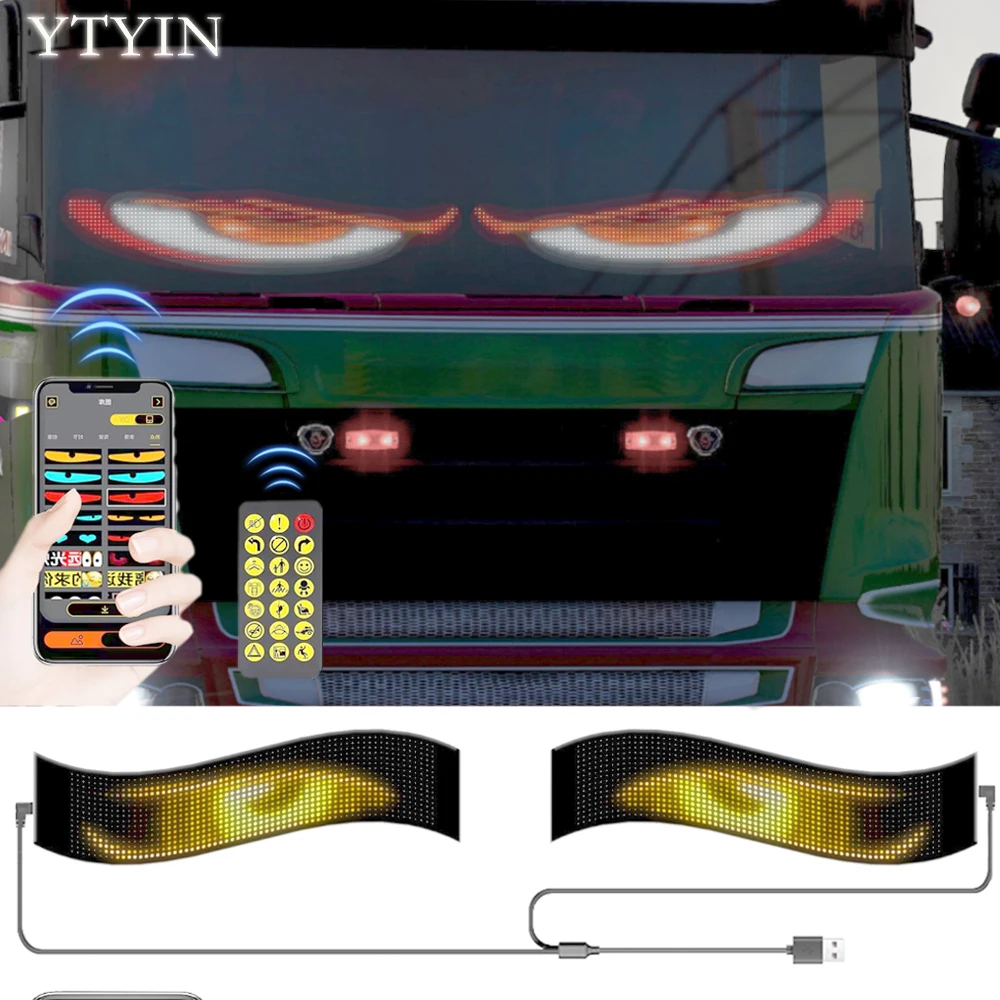 IP65 Waterproof LED Matrix Pixel Panel Truck Car DIY Demon Eye Logo Animation Programmable Flexible Screen Advertising Light