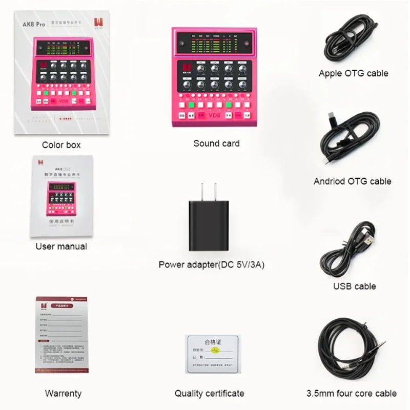 Top Autotune External Audio Interface oem Soundcard for Podcasting 20 Hz -20 kHz Frequency Response