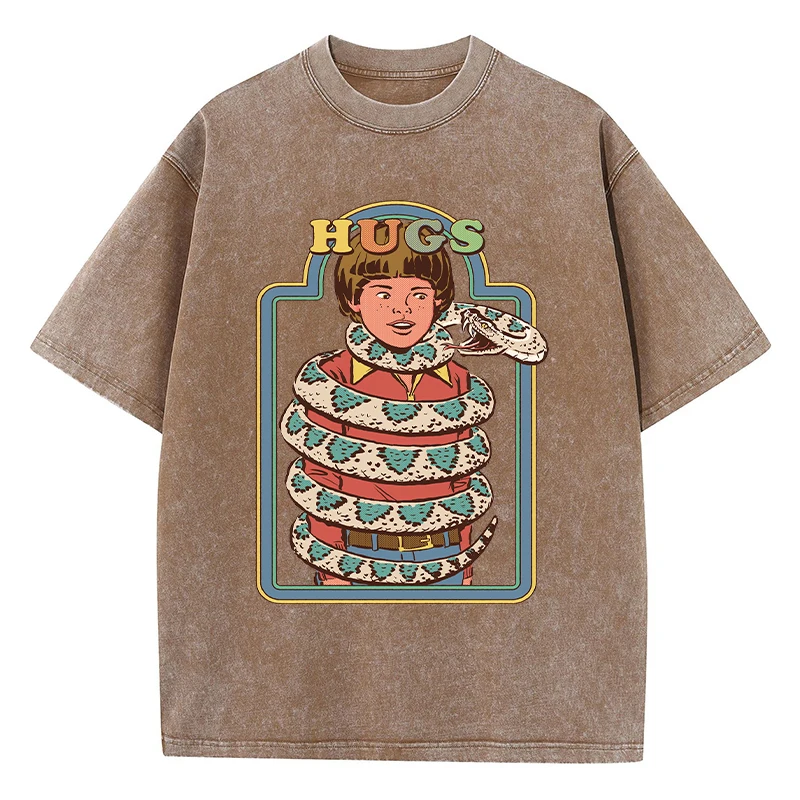 Verwickelt Durch Schlangen Drucken Weibliche T Shirts Hip Hop Atmungsaktive Gewaschene Baumwolle T-Shirt Straße Sommer Neue Kleidung Casual T-shirts