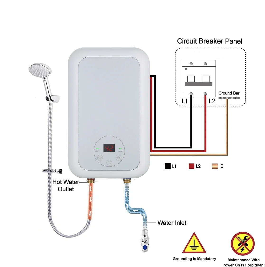 New Model Home Appliance Shower Kitchen 3500w 220V Adjustable Temperature Instant Water Heat Electric