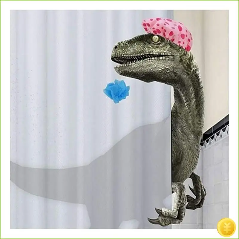 Funny Dinosaur Shower Curtain Bathroom Curtain With Hook Cartoon Bathing Dinosaur Fabric Shower Curtain For Children
