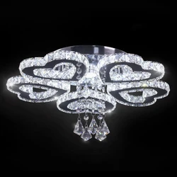 Plafonniers en forme de coeur à cinq anneaux à LED modernes, décoration en cristal, appareil ménager, décor de chambre romantique, lampes, jour de Léon, nouveau