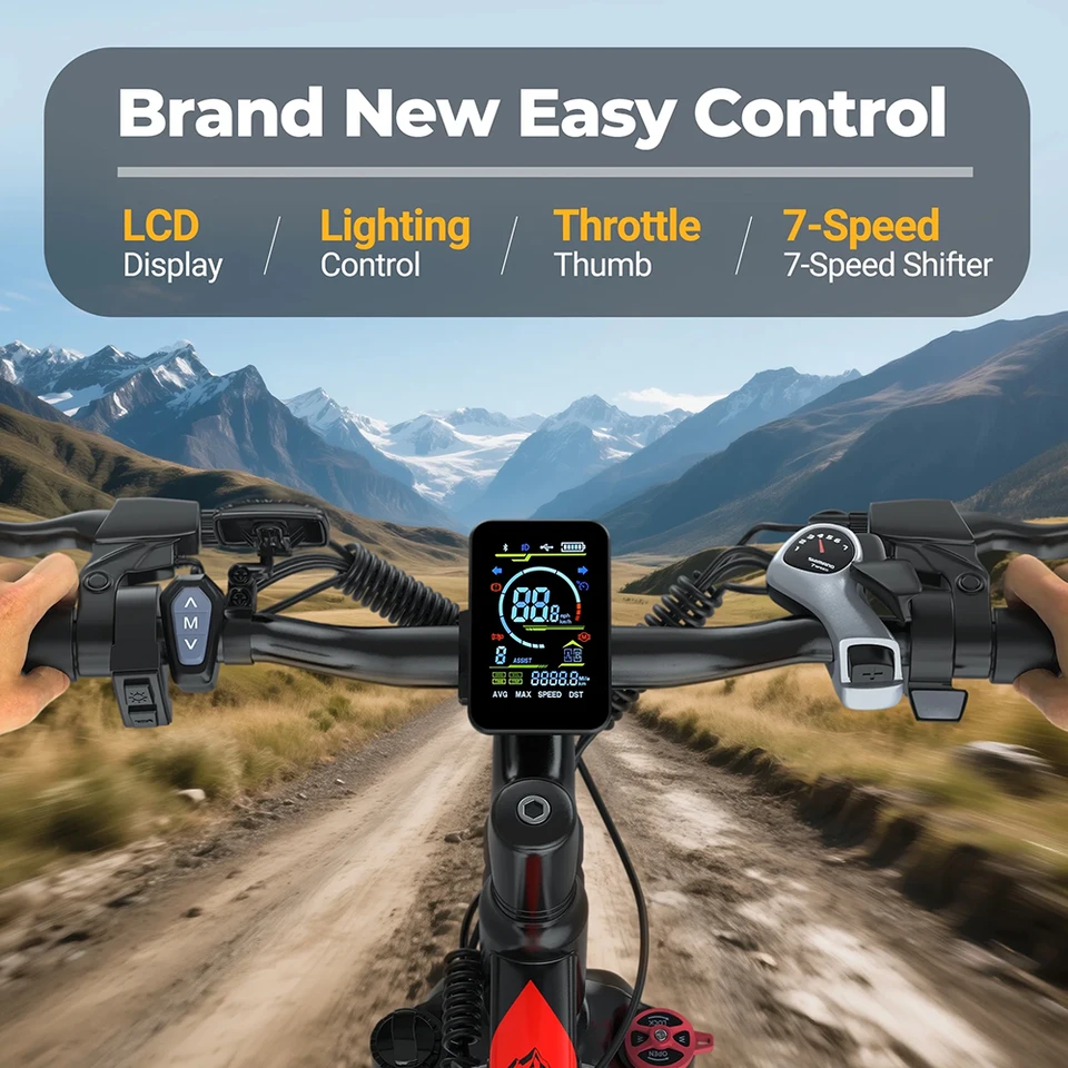 AOVOPRO BK520 26'' Electric Bicycle 750W Motor 48V 5.2AH Battery 22mph 7 Speed Mode 45miles Long Range Electric Bike for Adult image 3