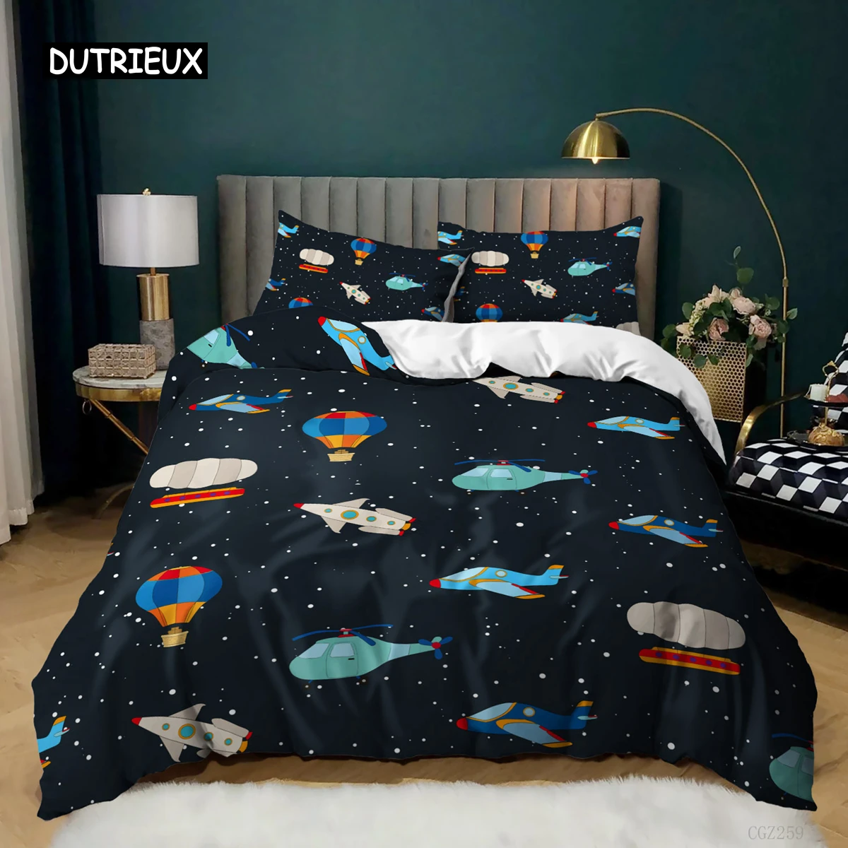 

Spacecraft Duvet Cover for Boys Kids Astronomy Bedding Set Microfiber Outer Space Adventure Colorful Spacecraft King Quilt Cover