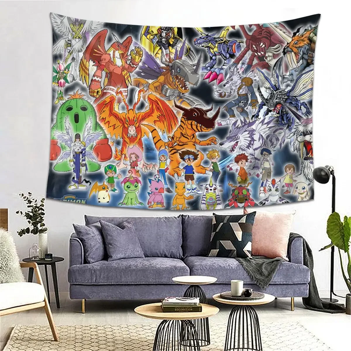 Anime Digimon Cartoon  Tapestry Decoration Art Aesthetic Tapestries for Living Room Bedroom Home Wall Cloth Wall Hanging