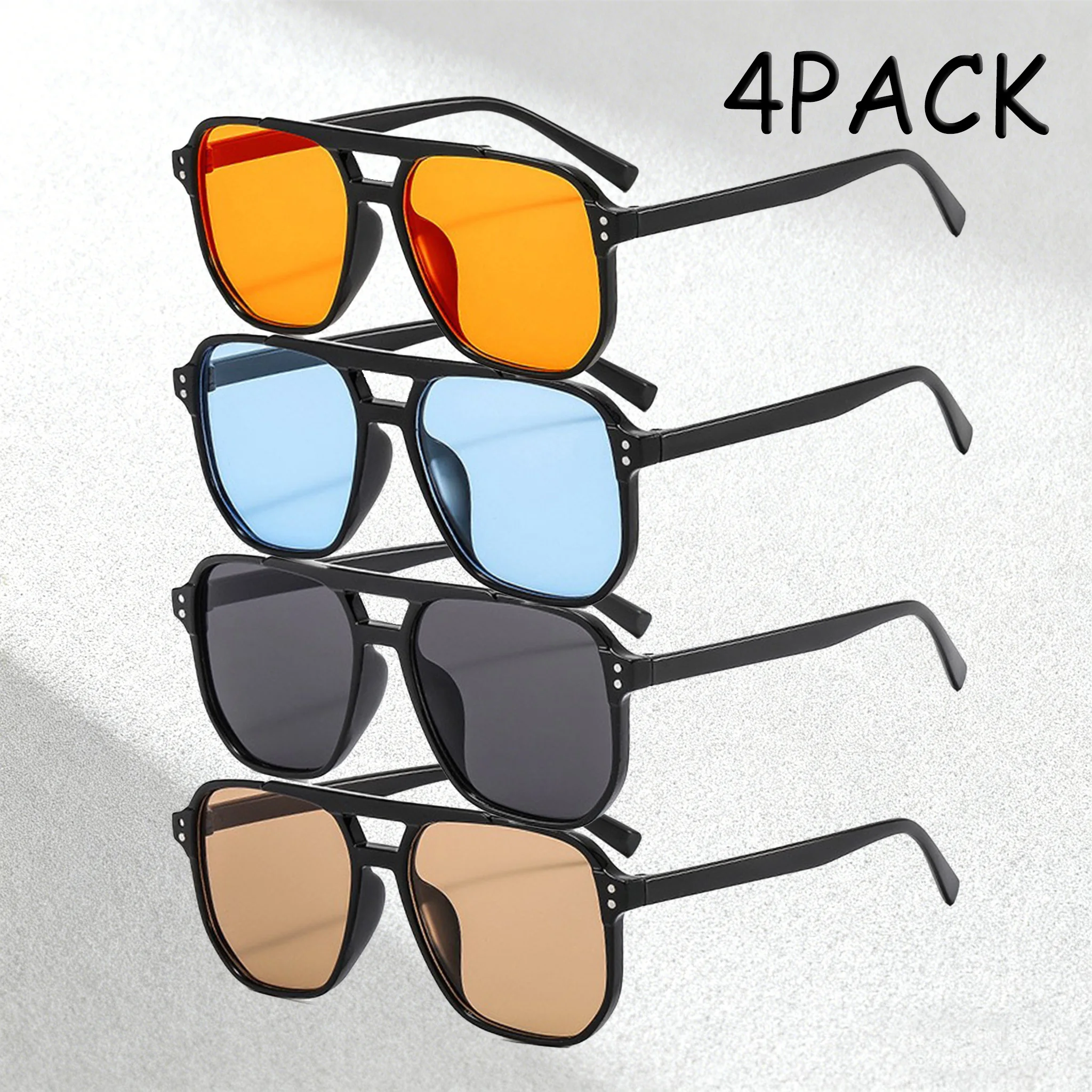 4-Pack Orange Fashion Sunglasses for Men - Trendy UV400 Protection Shades, Suitable for Daily Wear, Parties & Festivals
