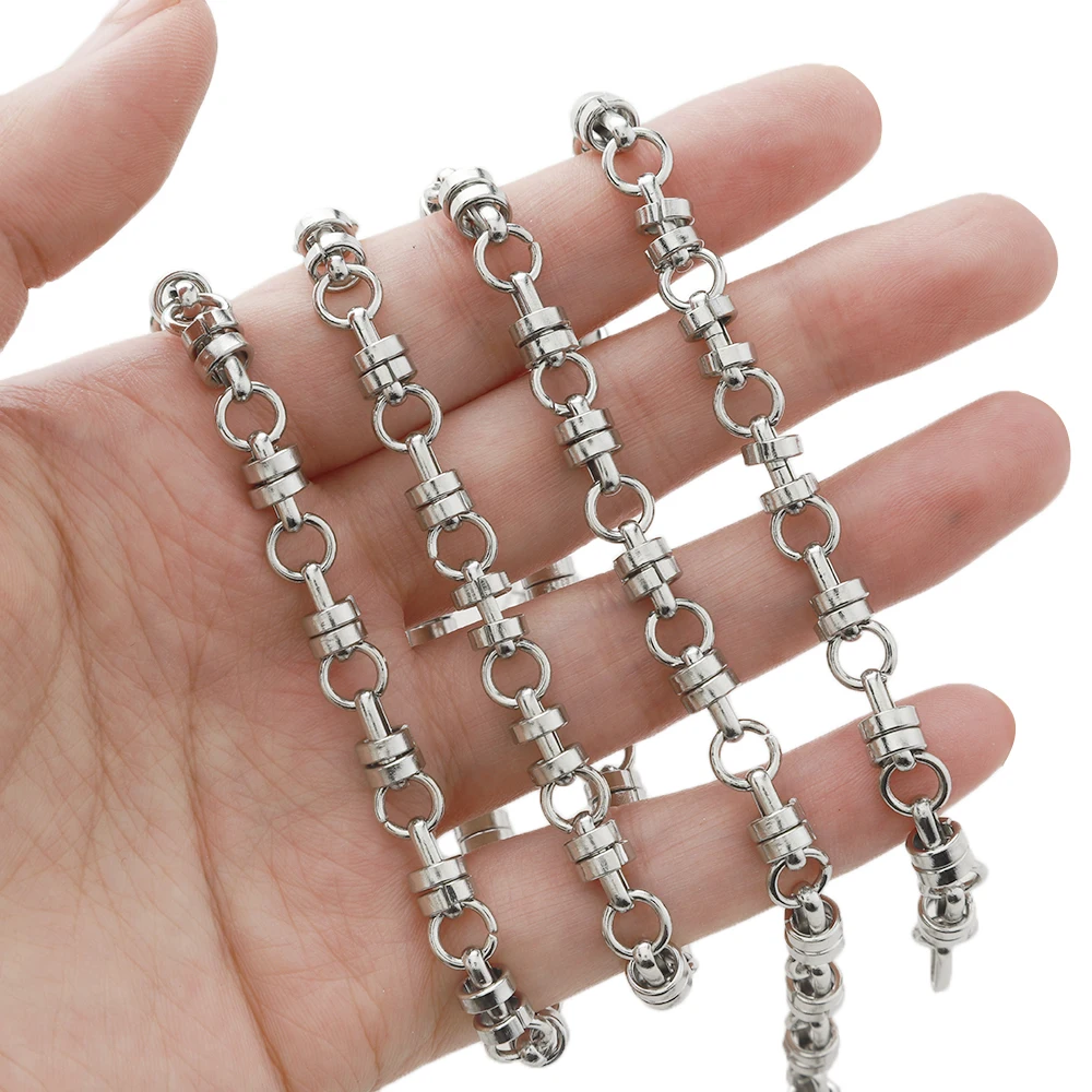 

Stainless Steel Round And Oval Clasp Solid Links Chains for DIY Women and Men Punk Necklace Bracelets Metal Silver Color Chain