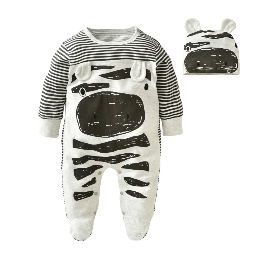 Newborn Baby Boys Rompers Jumpsuits Spring Autumn Clothes Infant Boys Long Sleeve One-Piece Climb Clothing Come with Cap