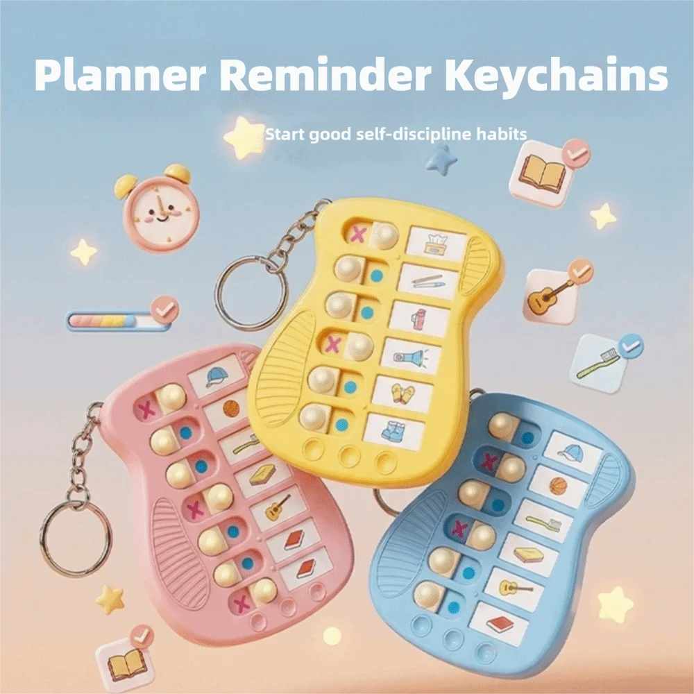 Mini Kid Self Discipline Check List Useful Memo Board Planner Reminder Keychains Portable Time Management Diary Key Chain