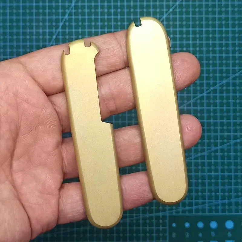 New 1 Pair Brass Knife Handle Scales for 91mm Victorinox Swiss New DIY Scales