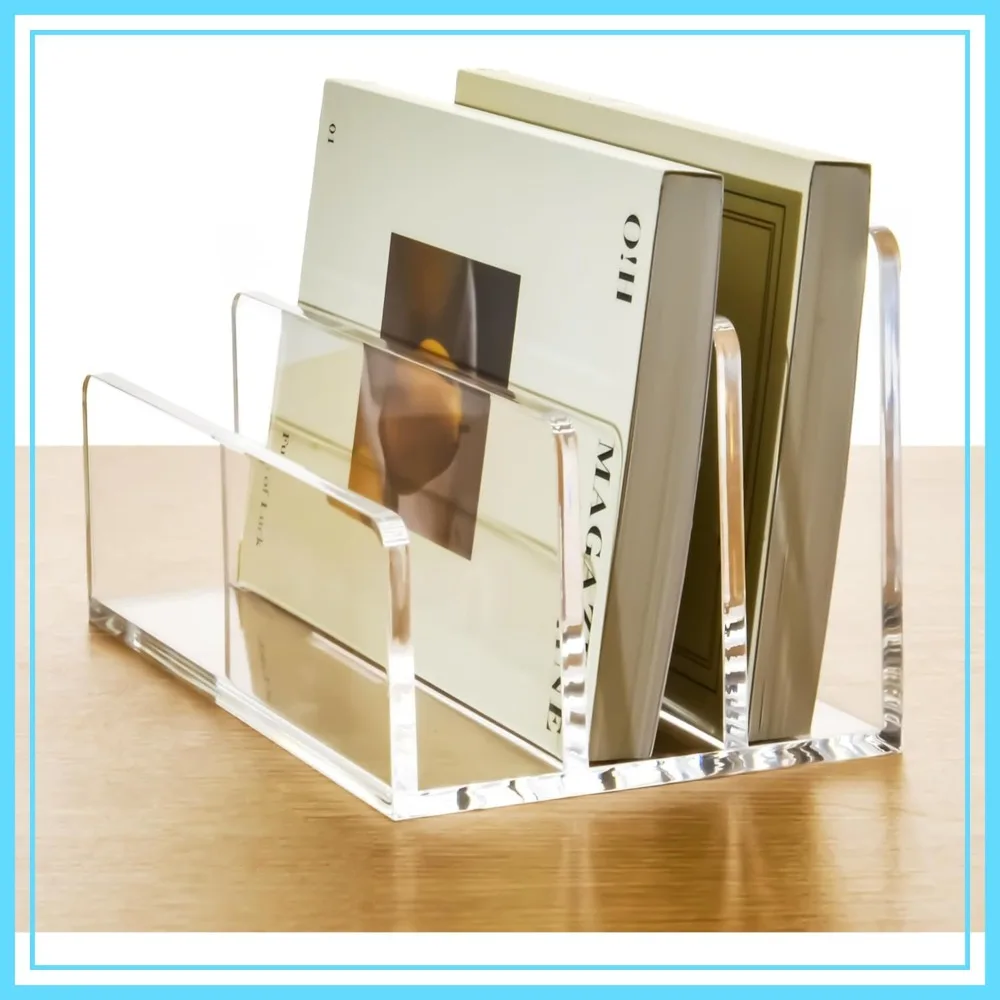 

3-Compartment Clear Acrylic Mail Organizer – Vertical Letter Sorter for Office & Home