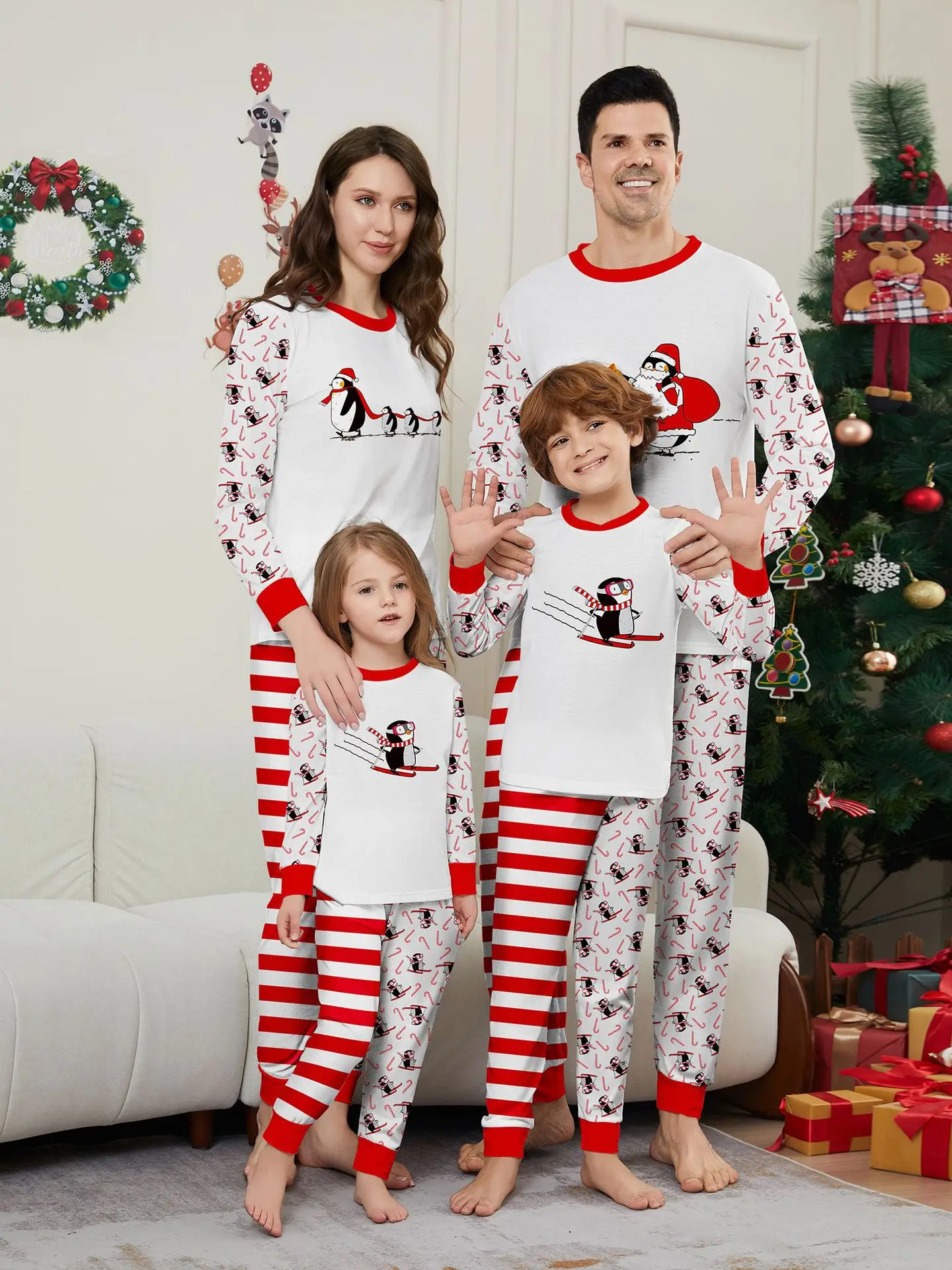 Christmas Family Fitting pair pajamas Set Print Women Men Boys Girls Clothing Set Baby & Dog Jumpsuit Christmas Family pajamas