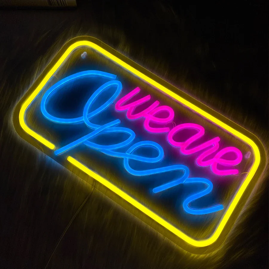 

Usb Powered, Very Suitable For Clubs, Shops, Senior Clubs Decor,We Are Open Neon Sign, Color Letter Lamp Business Wall Lamp