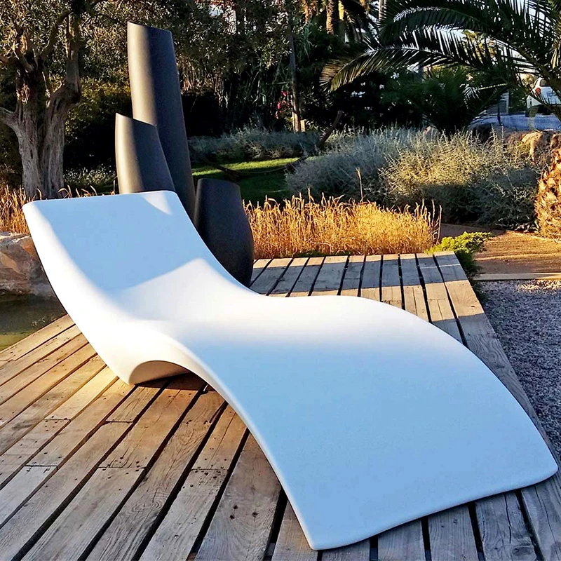 XGC Sun Loungers & Silla Playa Set of 2 Outdoor In-Pool Furniture Designer White Chaise for Water Relaxation Beach Poolside