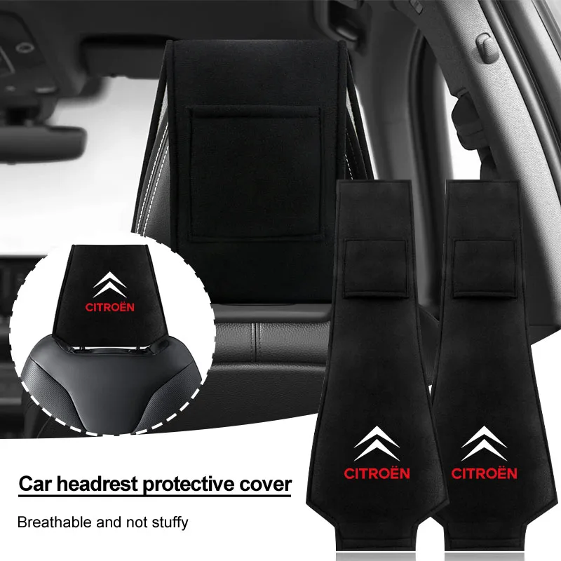 

1/2Pcs Car Headrest Cover Seat Head Pillow Neck Headrest Cover For Citroen C1 C3 C4 Grand Picasso C4L C5 C6 C8 VTS Aircross