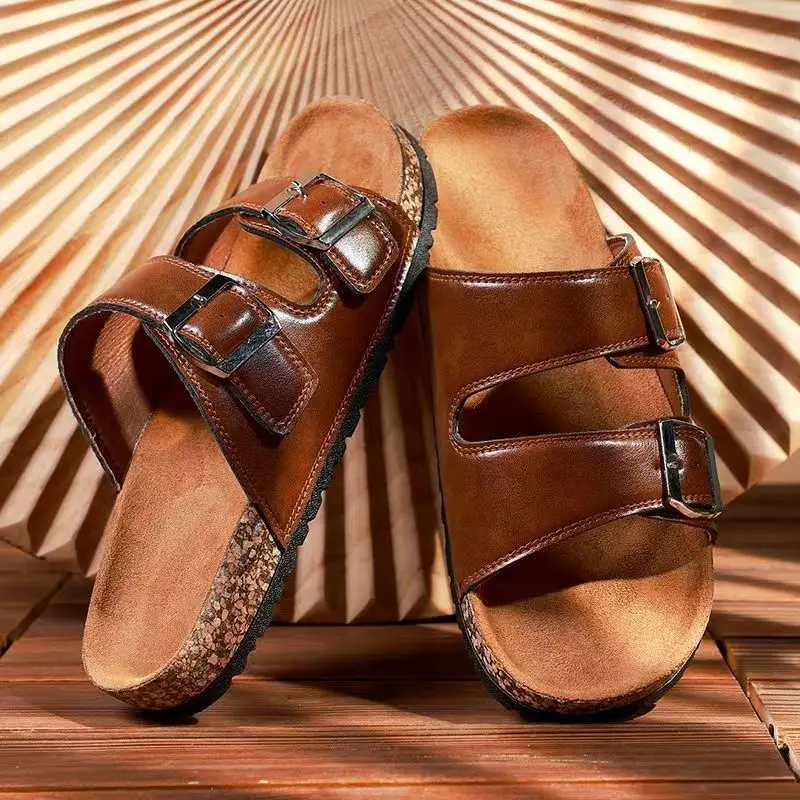 

Summer women's fashionable casual flip-flops with retro and simple design, double-buttoned, for beach wear, suitable for couples