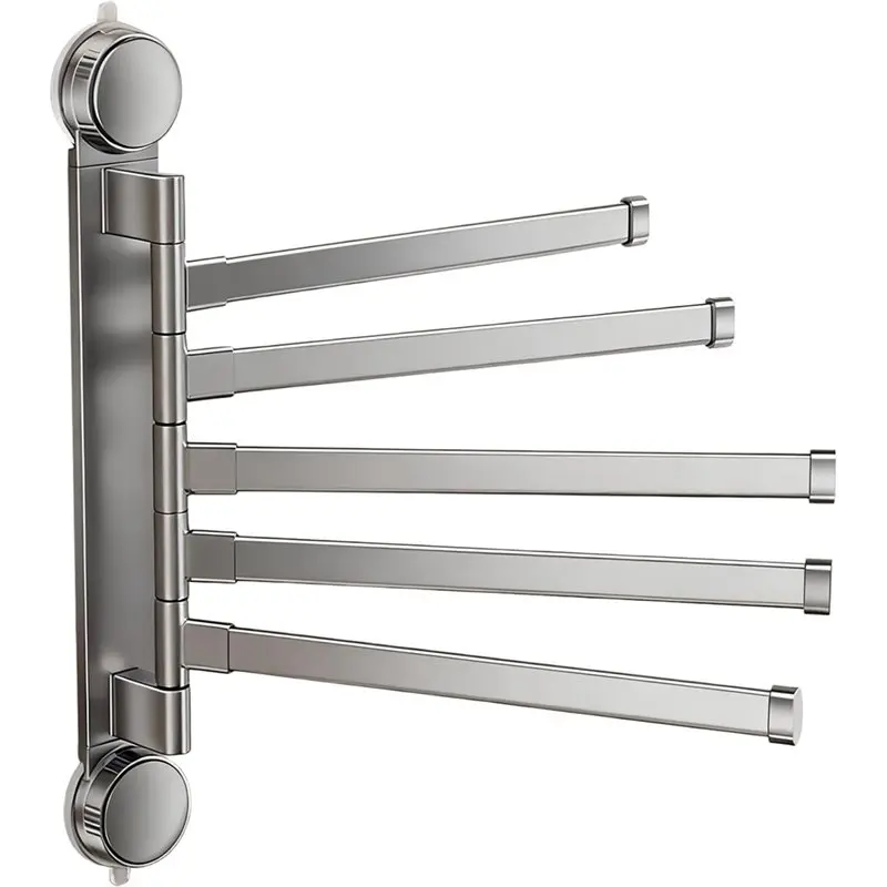 DTEN-Wall-Mounted 5- Swivel Towel Rack Carbon Steel Adjustable 180° Rotation Holder For Kitchen For Bathroom Space