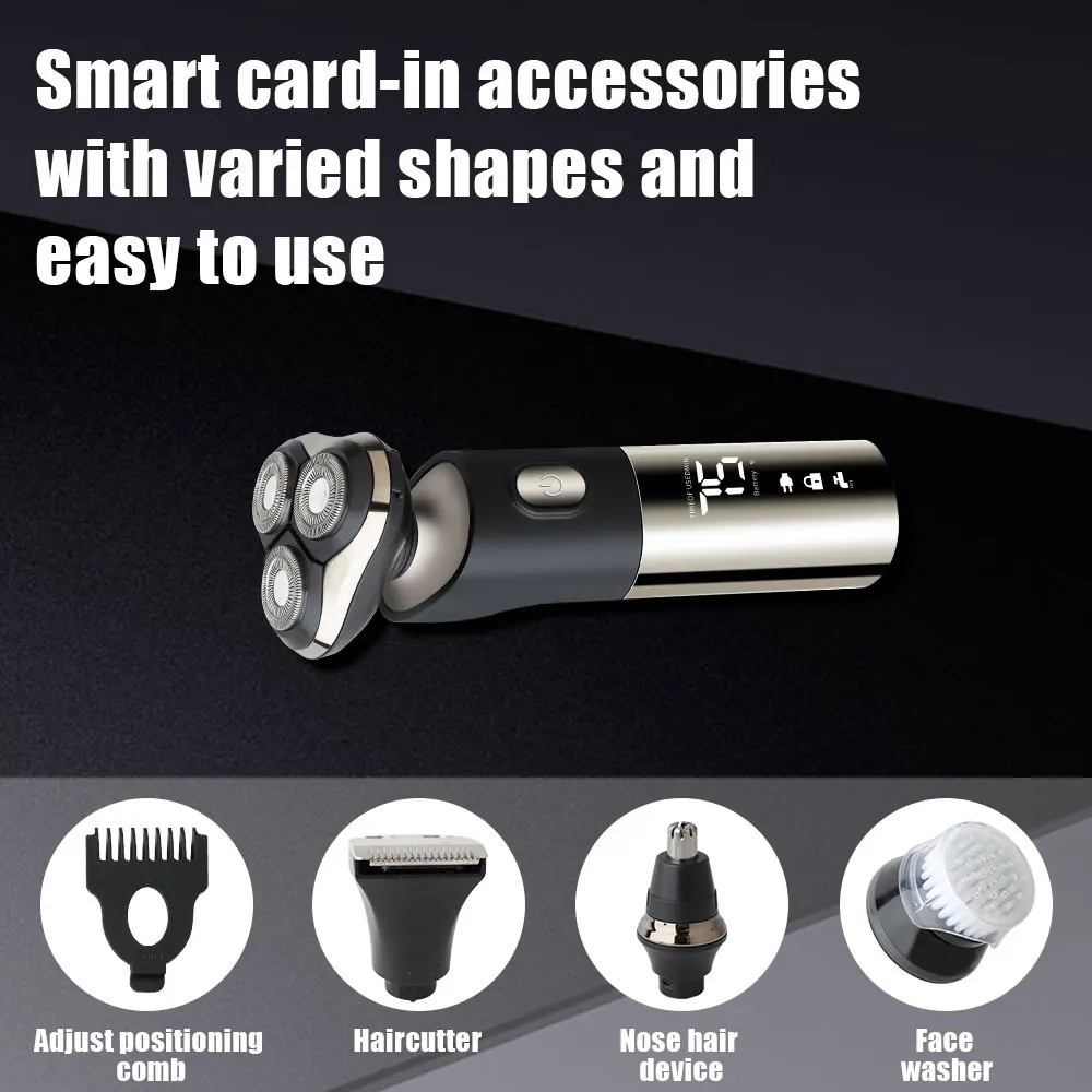 Wet Dry Electric Shaver For Men Beard Stubble Rechargeable Electric Razor Facial Shaving Machine Washable