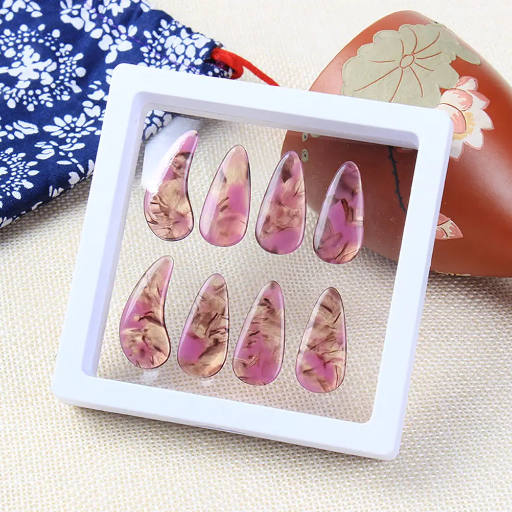 

2 Pcs Nail Storage Box Durable PVC Material Fake ganizer Earrings Holder Jewelry Case Accessories Container Manicure Kit