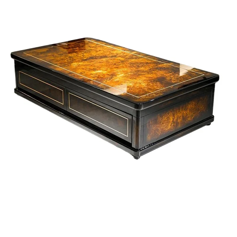 Solid wood four-drawer coffee table Italian light luxury high-end villa living room coffee table large flat post-modern