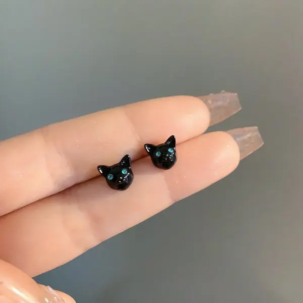 2023 Neue Lustige Kleine Schwarze Katzen-Ohrringe für Frauen, Modische Niedliche Tier-Ohrstecker, Mode-Party-Schmuck, Geschenke, Großhandel – Detail 33