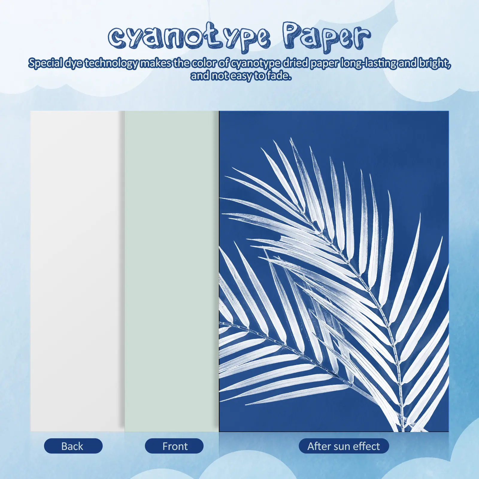 1Set Cyanotype Paper DIY Art Projects Sun Printing Sheets Sun Activated Printing Paper Kit for Drawing Printmaking Handmade