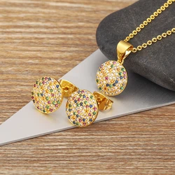 Nidin Light Luxury Cyrstal Necklace Earrings Fashion Gold Plated Jewelry Sets for Women Wedding Engagment Party Accessoreis Gift