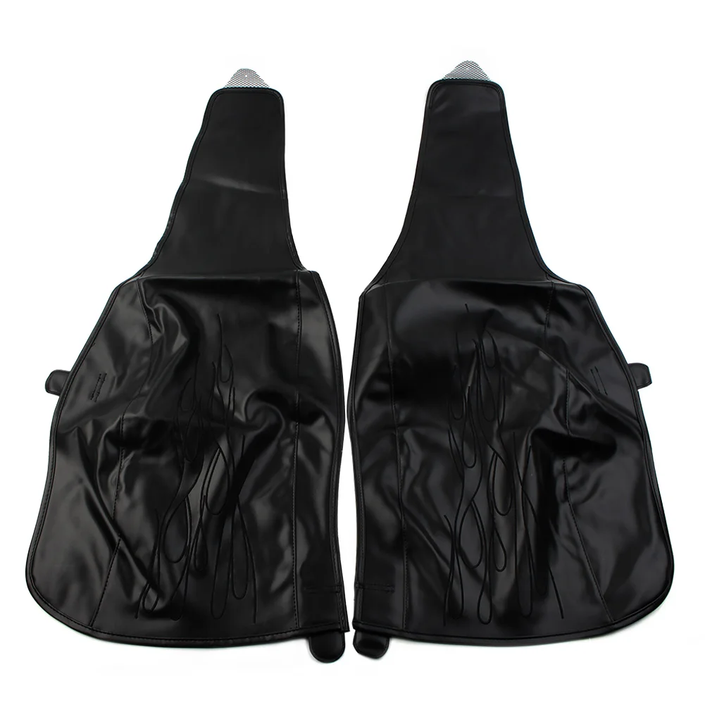 

2x Motorcycle Black PU Leather Flame Rear Trike Fender Bra For Tri Glide Ultra Classic FLHTCUTG 2009-up