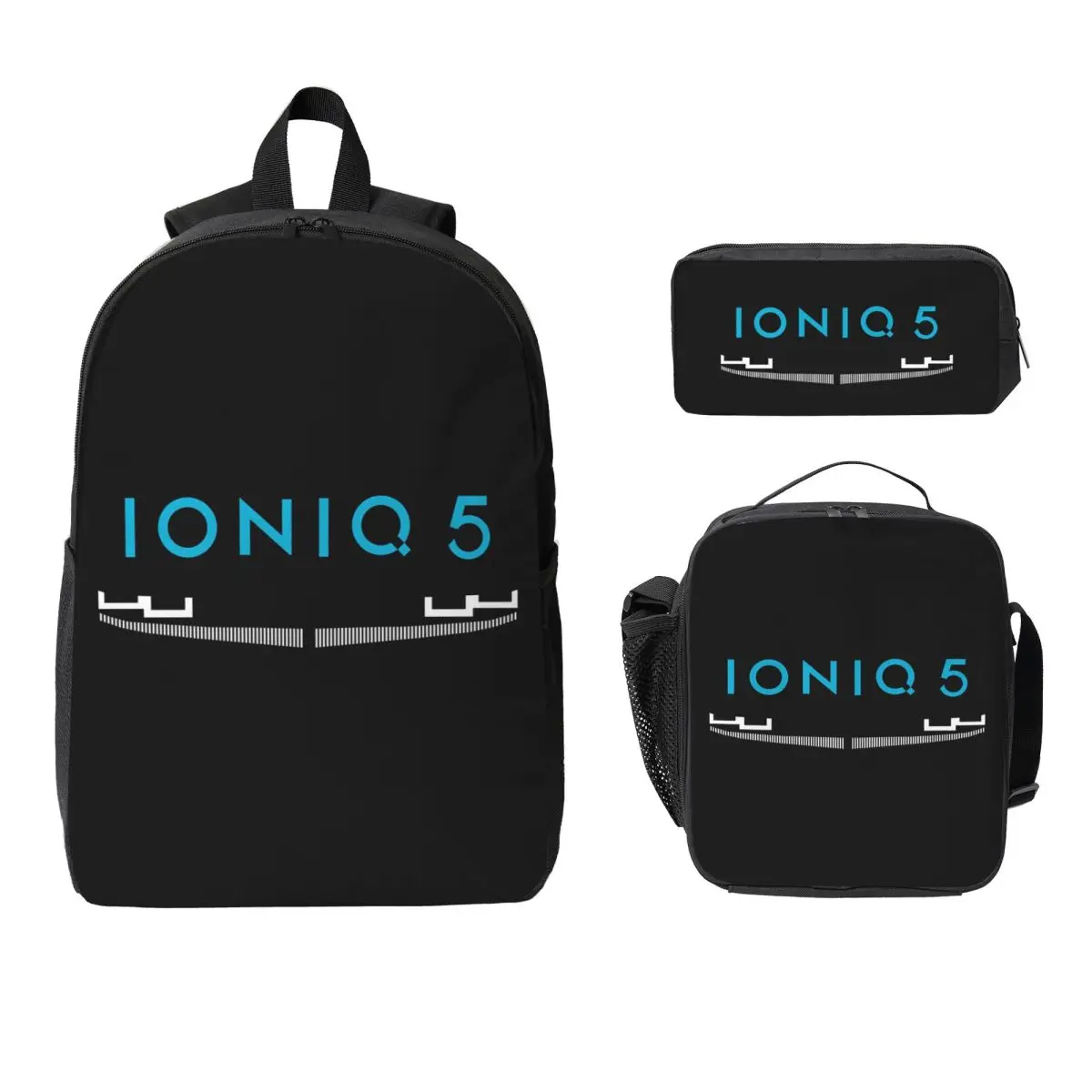 

Ioniq 5 Iconic Front Grill And Logo In Blue Backpack Student Boys Girls BookBag School Bag 3ps Insulated Lunch Bag Pencil Case