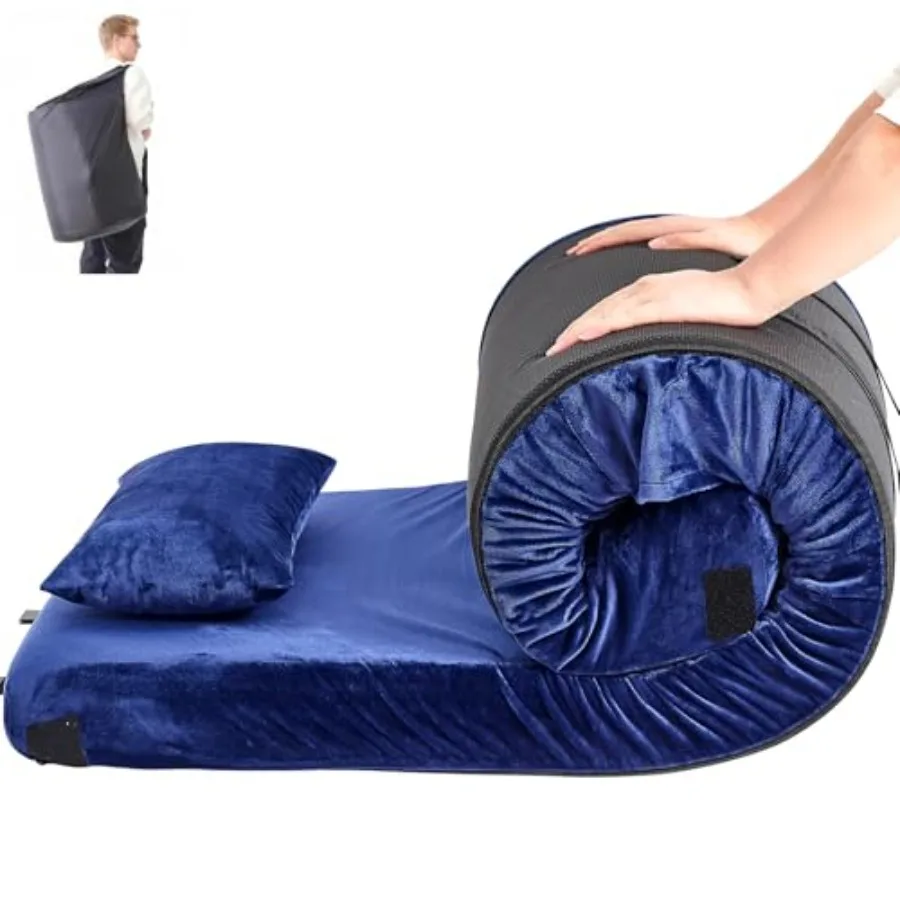 

Memory Foam Camping Mattress Pad Cot 4inch Extra Thick Sleeping Pad for Camping Non-Slip Bottom Floor Cot Mattress Roll up Floo