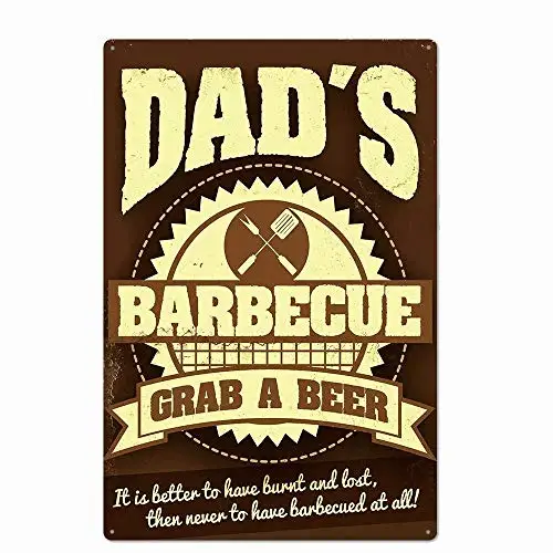 

Barbecue Master Dad's BBQ Zone Fast Food Retro Metal Tin Signs Pub Kitchen Home Grill Vintage Wall Decor 8x12 Inch azx-10