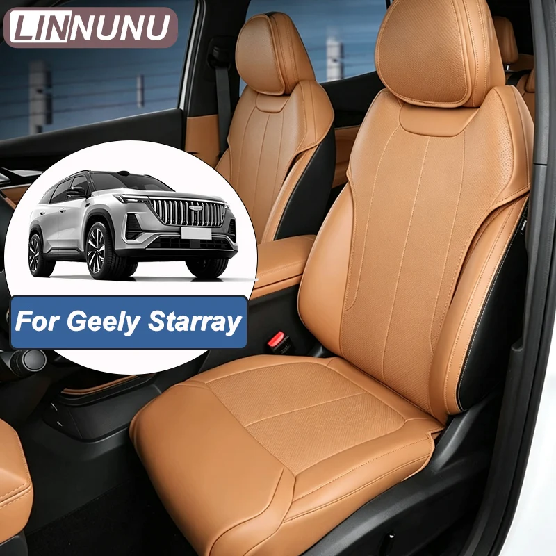 LINNUNU Leather Semi-Cover Car Seat Covers Breathable Protector Cushion For Geely Starray Atlas 2027 2026 Interior Accessories