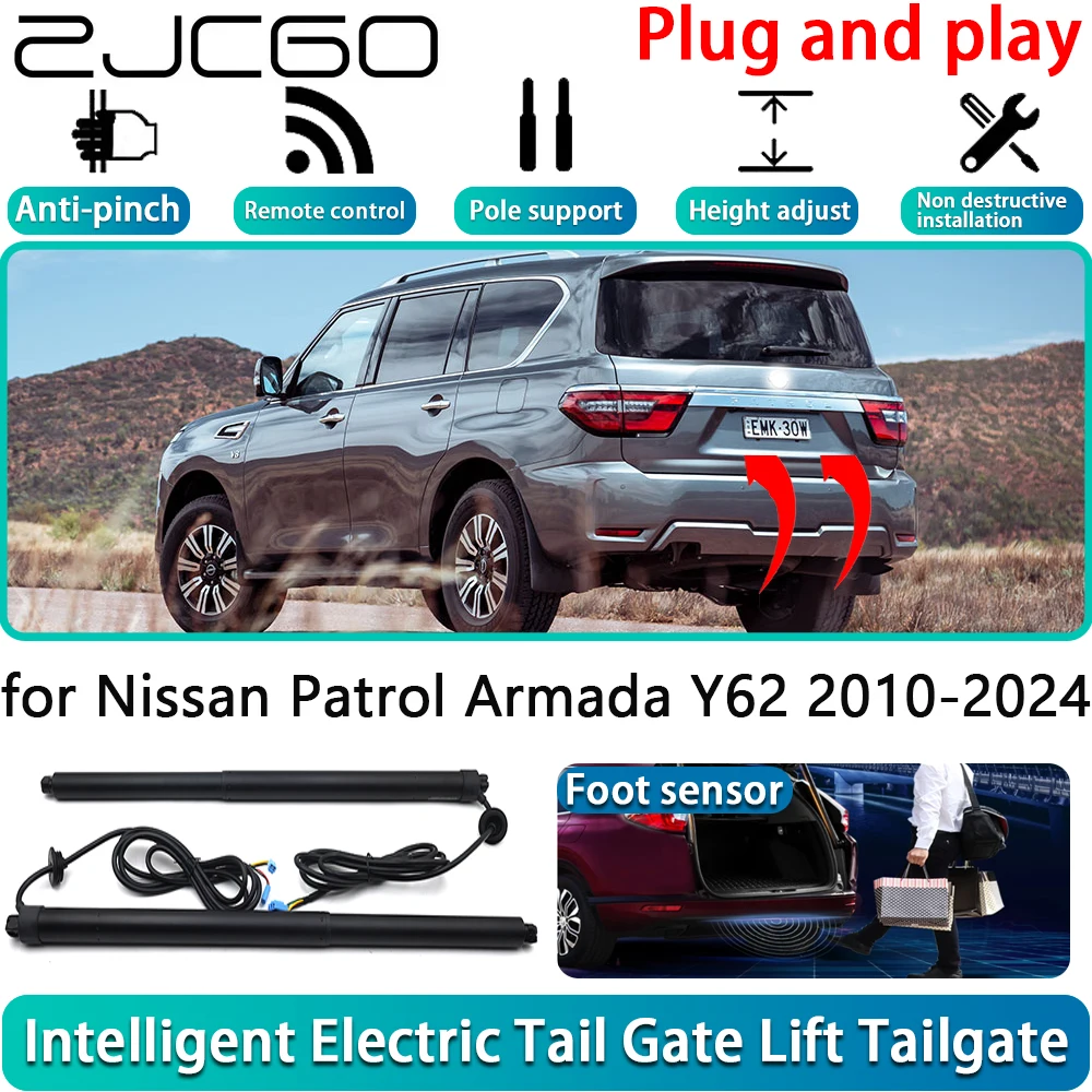 

ZJCGO for Nissan Patrol Armada Y62 2010-2024 Electric Powered Tailgate Power Liftgate Automatic Tailgate System With Foot Sensor