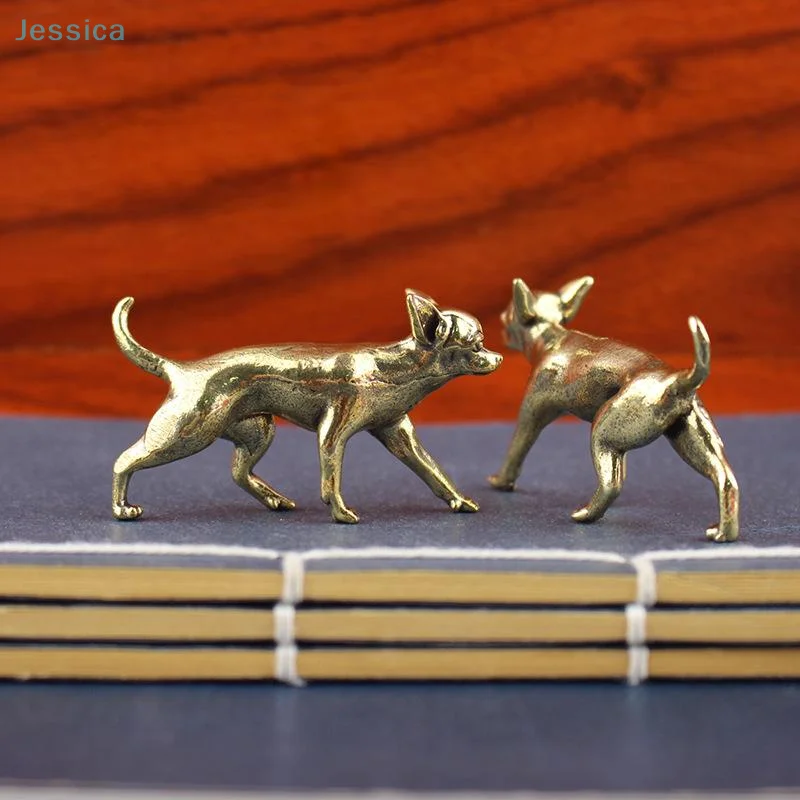 ♥♥♥♥Hairless Dog Puppy Brass Figurine Desktop Decorations - view 4