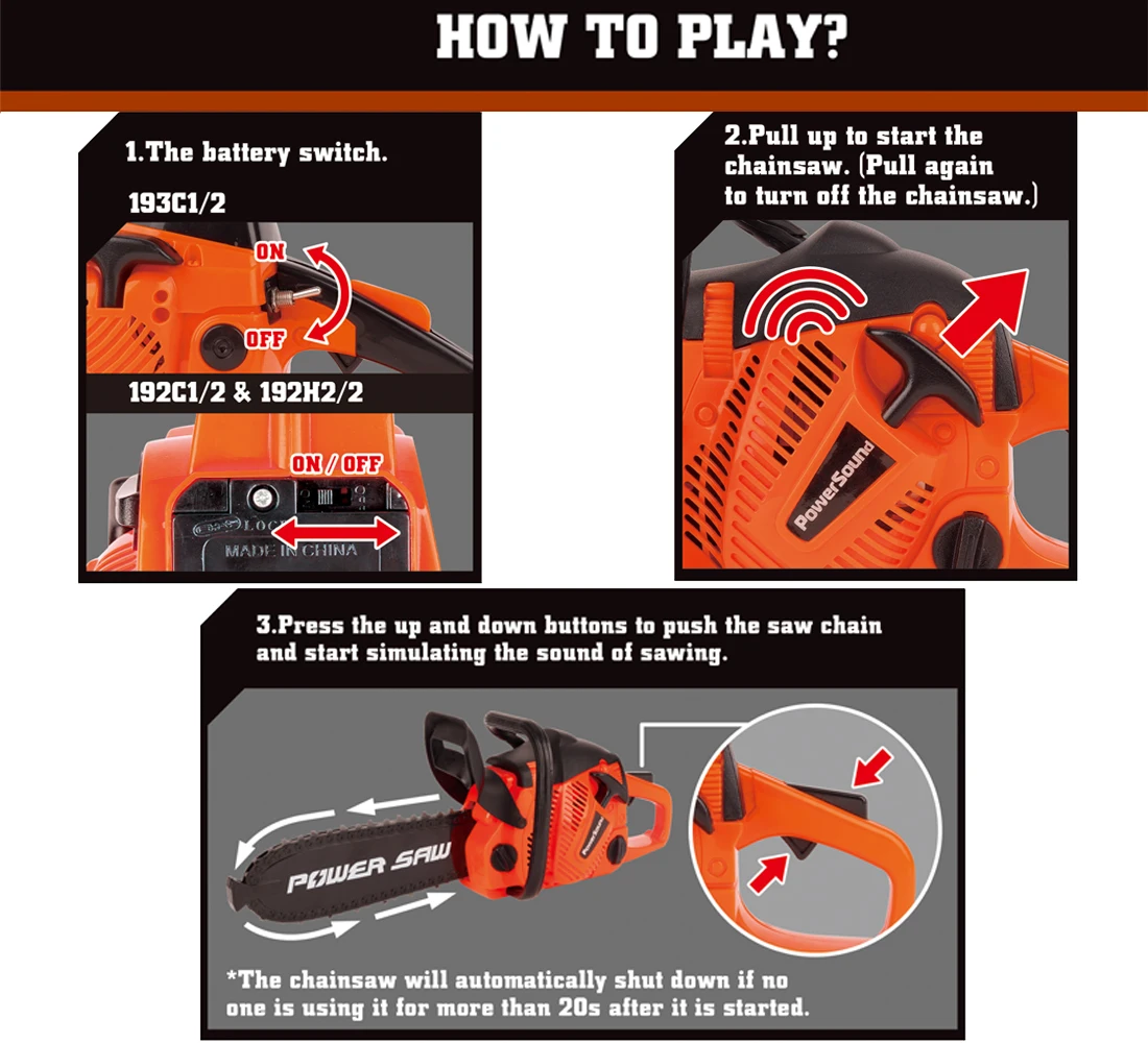 Toy Chainsaw for Kids, Family Day Games Pretend Play Series Kids Tool Set, Kids Chainsaw, Christmas Gifts for Boys 3-8 Year Olds