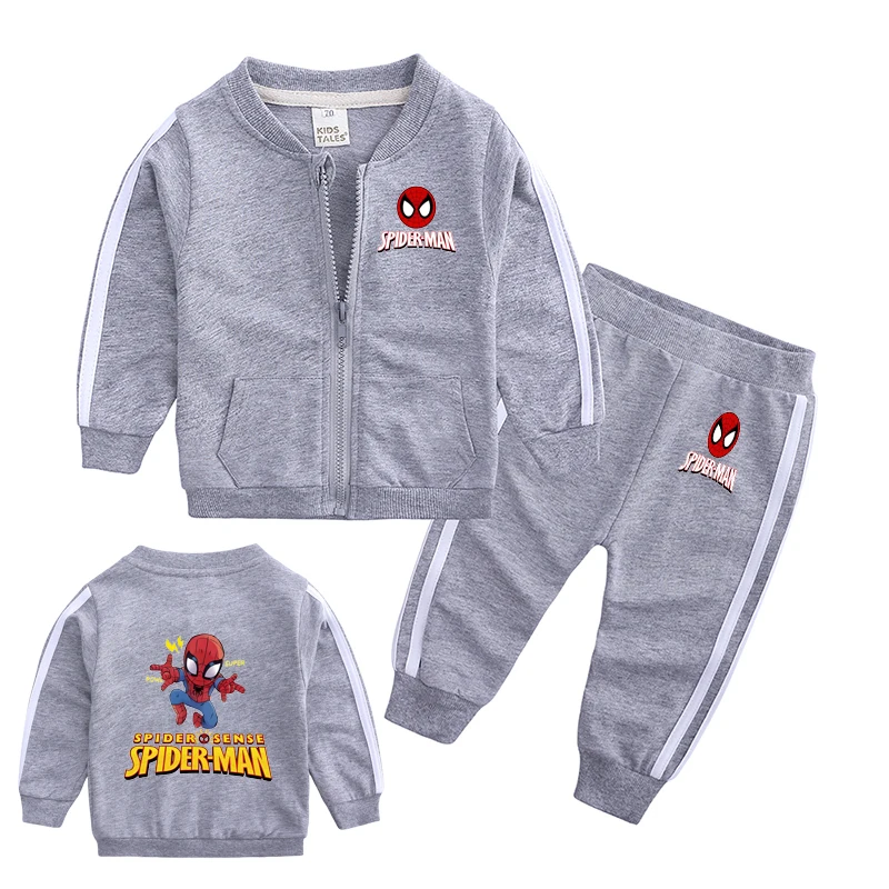 مجموعة Marvel Kids مكونة من قطعتين - معطف بسحاب وبنطال رياضي بقلنسوة للأولاد والبنات ملابس أطفال خريفية