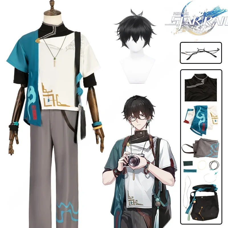 

Honkai Star Rail Dan Heng Cosplay Costume Wig Outfit Daily Wear Uniform Earrings Glasses Astral Express Halloween Men Women