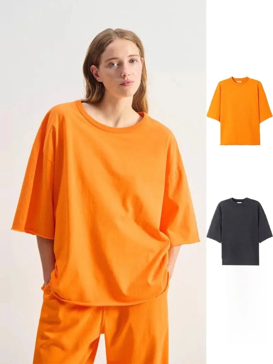 

Американский винтажный ржавый свитшот-футболка свободного кроя из хлопка с круглым вырезом для женщин на каждый день