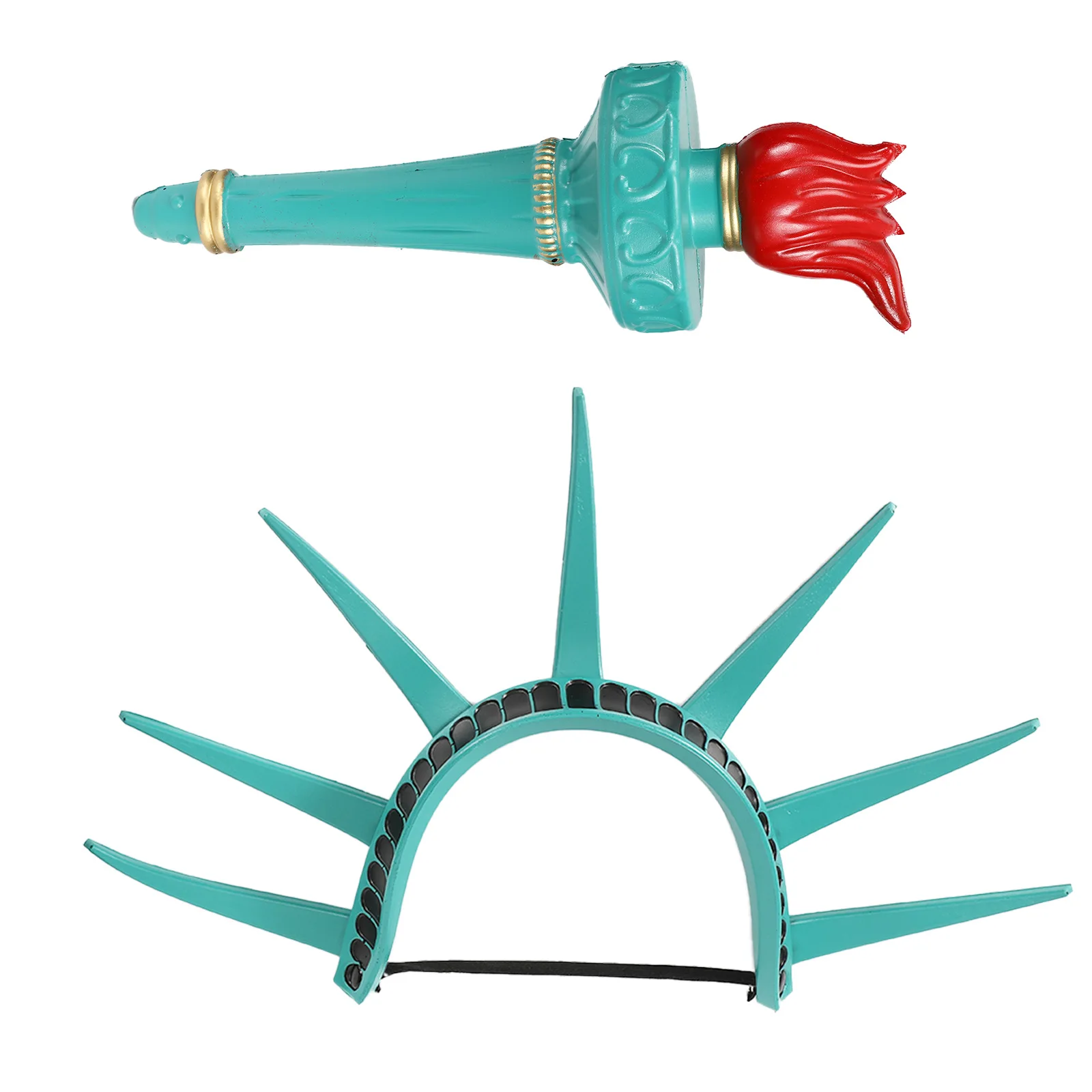Statue Of Liberty Headpiece Torch Set Cosplay Lady Liberty Crown Headband Halloween July Patriotic Party Costume Props 6