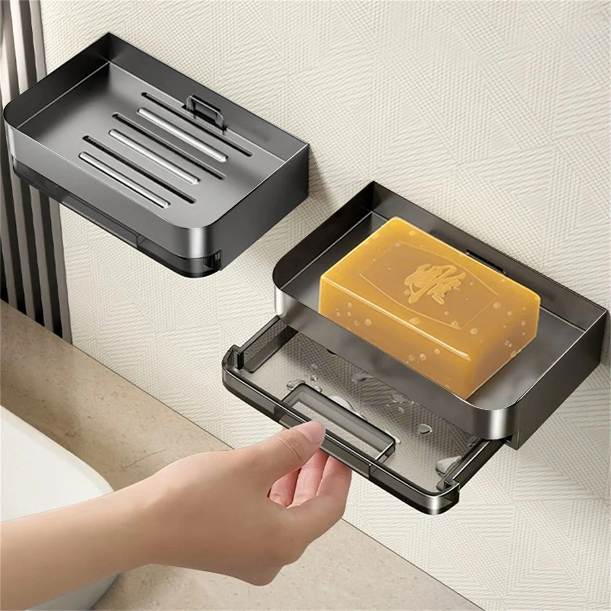 Aluminum Alloy Soap Holder Bathroom Soap Dish With Drain Water Wall Mounted Soap Box Bathroom Accessories